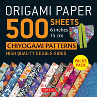Origami Paper 500 sheets Chiyogami Designs 6 inch 15cm High-Quality Origami Sheets Printed with 12 Different Designs